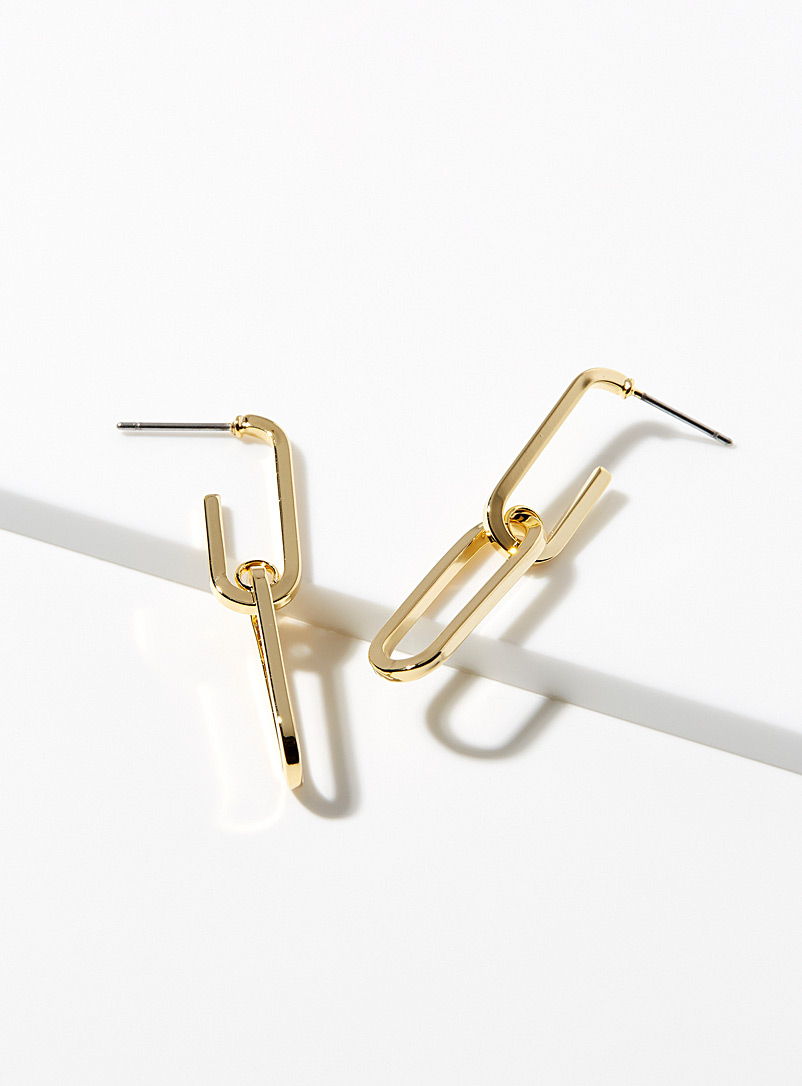 Simons Gold Oval link earrings for women