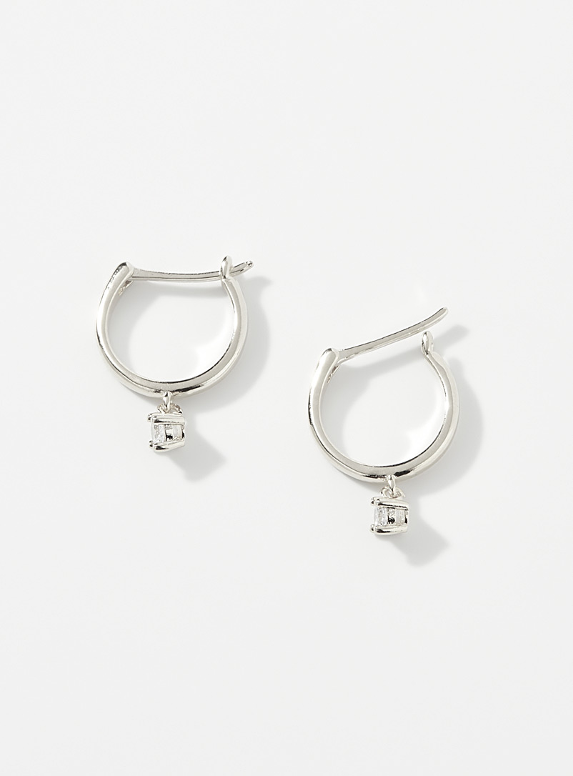 Simons Silver Mini crystal earrings for women