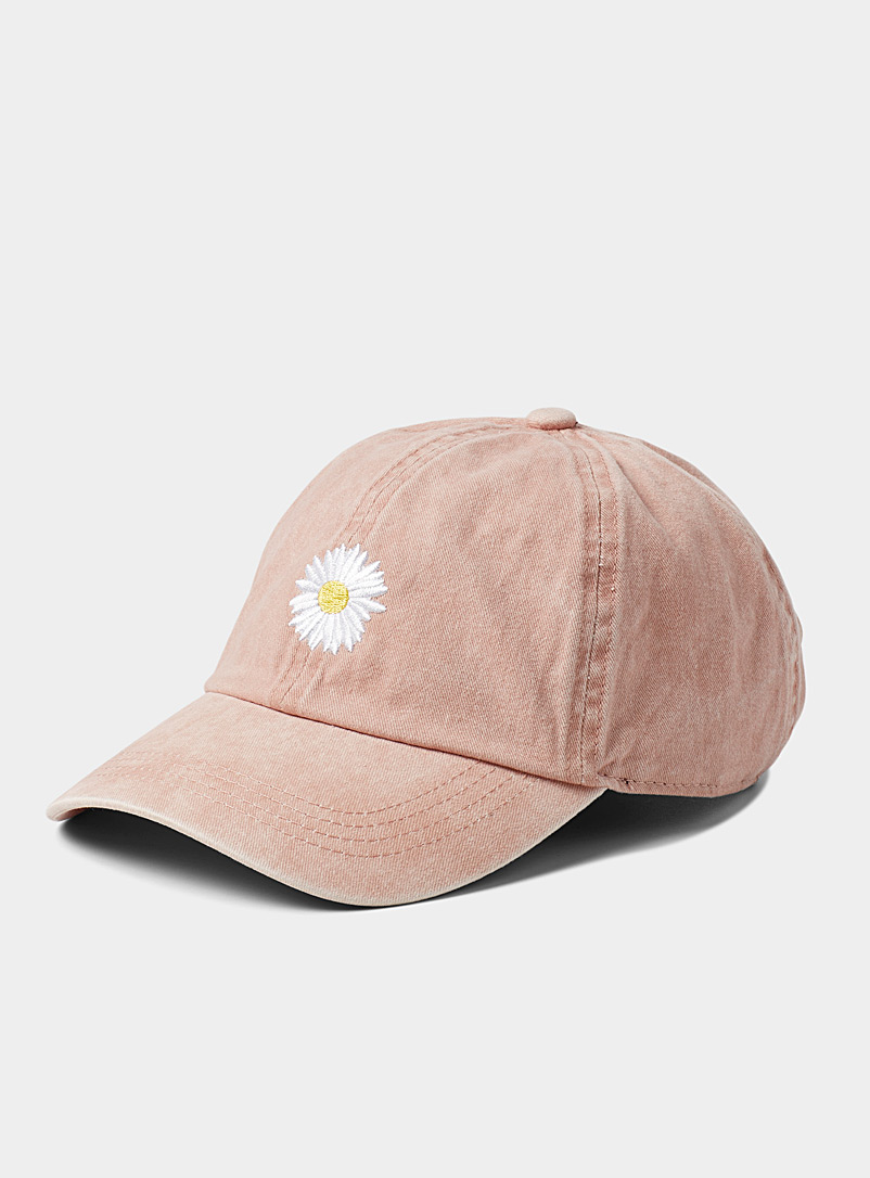Simons Pink Embroidered daisy cotton cap for women