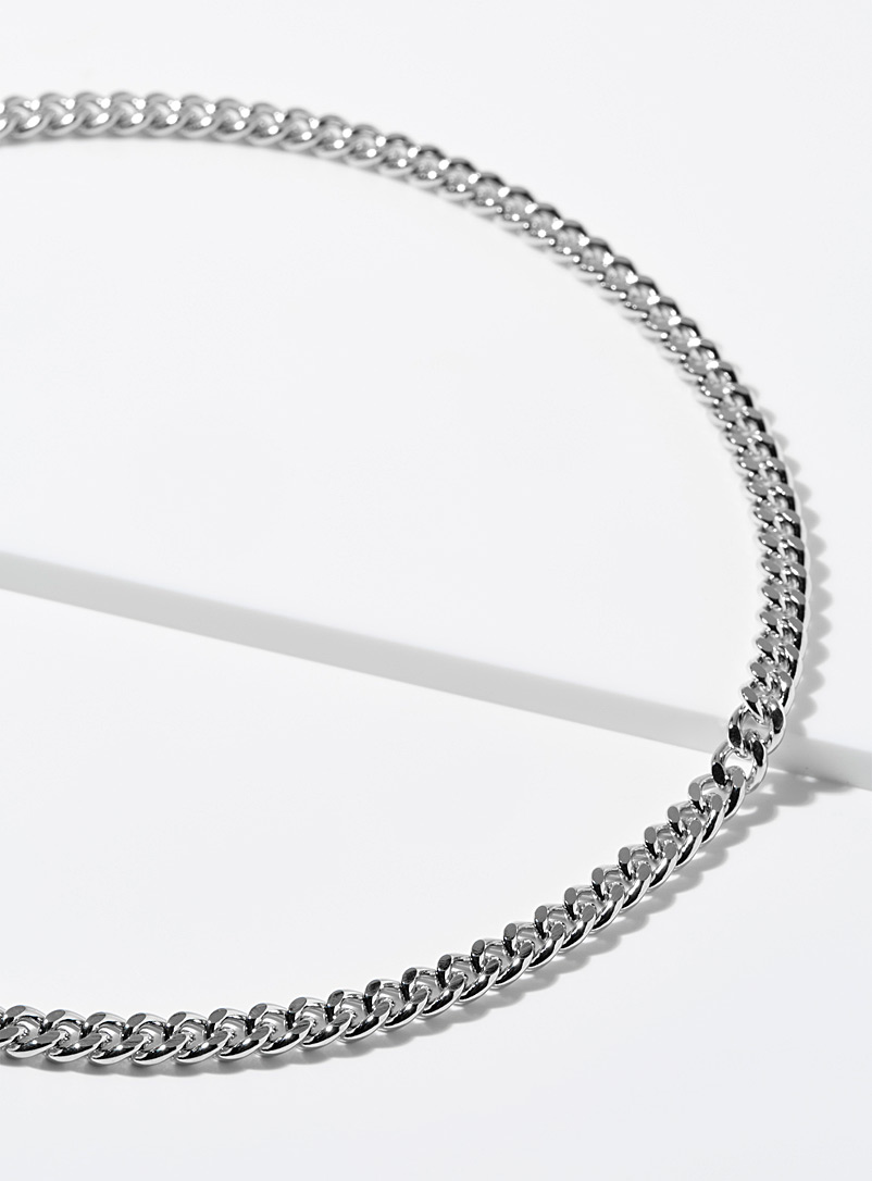 Simons Silver Curb-link chain necklace for women