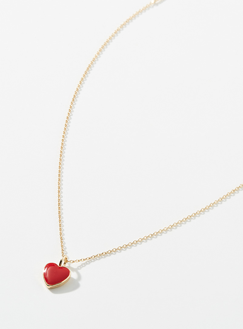 Simons: Le collier cœur glacé rouge Jaune à motifs pour femme