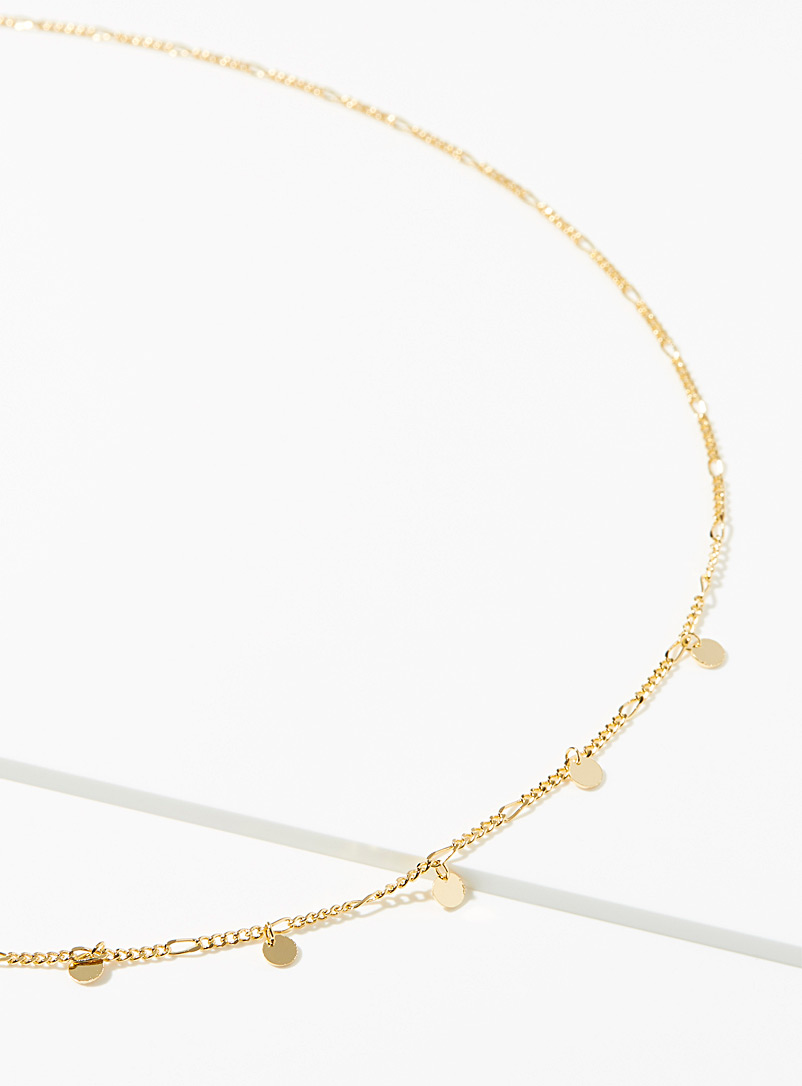 Simons Gold Sparkly disc necklace for women