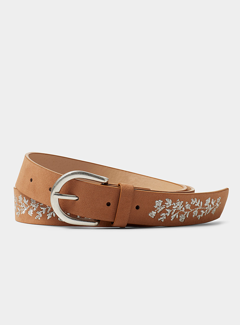 Simons Fawn Floral embroidery belt for women