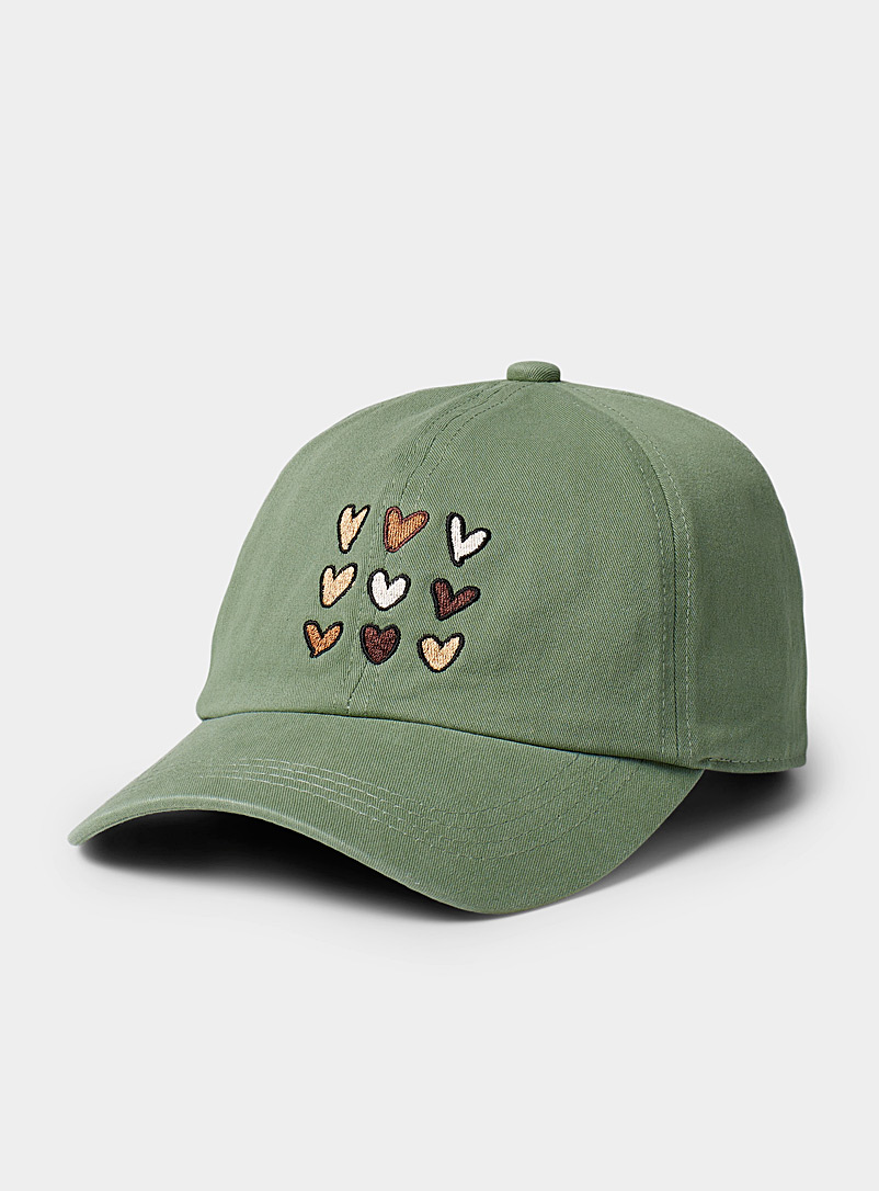 Simons Lime Green Romantic embroidery colourful cap for women