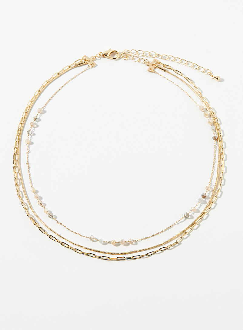 Simons Assorted Small bead three-row chain for women