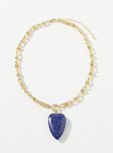Large blue heart chain | Simons | Shop Women's Necklaces Online | Simons
