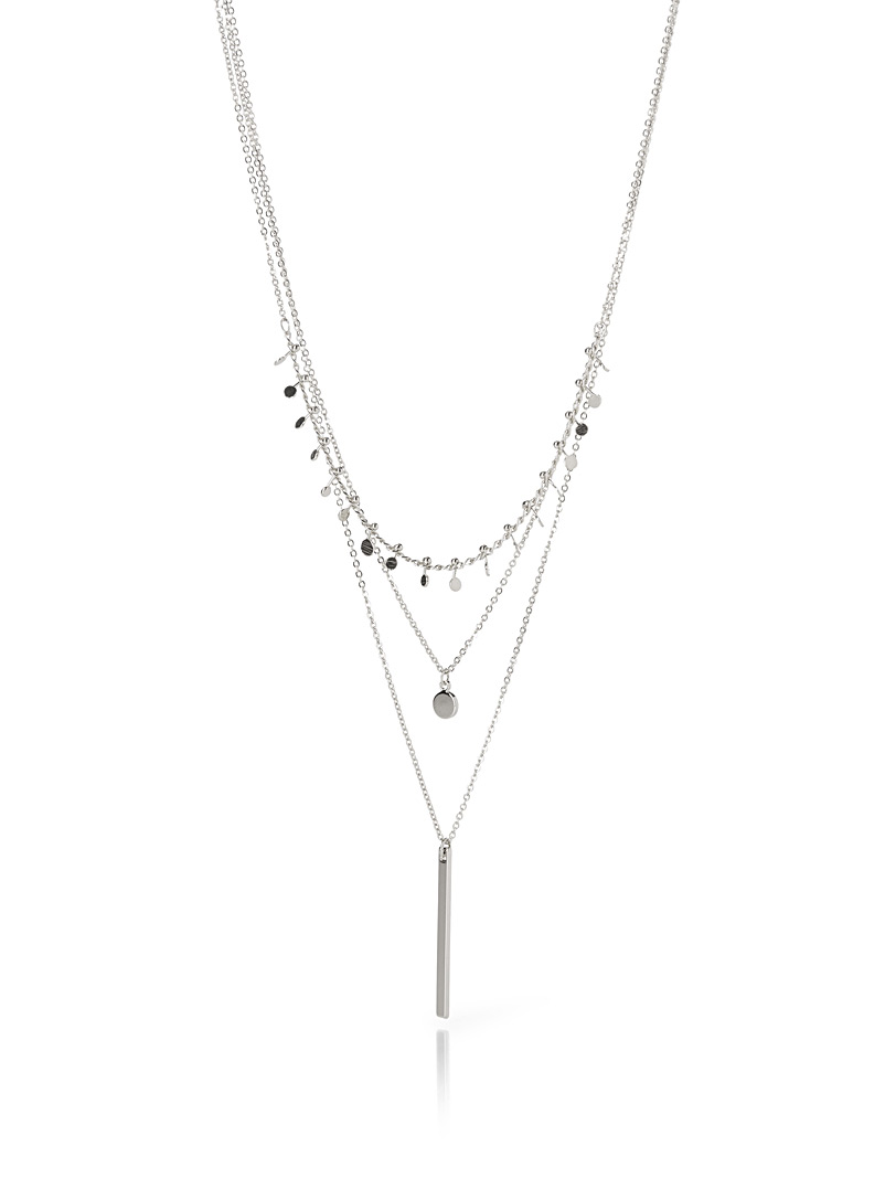 Simons Silver Golden disc multi-strand necklace for women