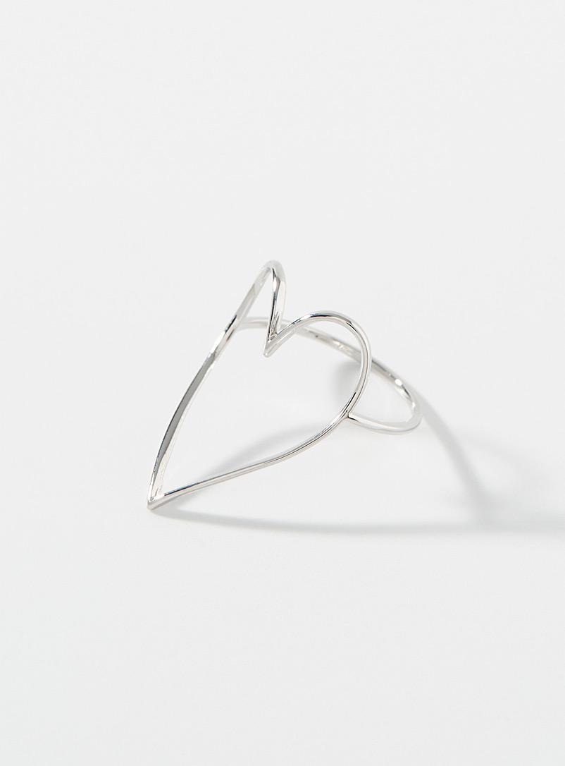 Simons Silver Heart silhouette ring for women