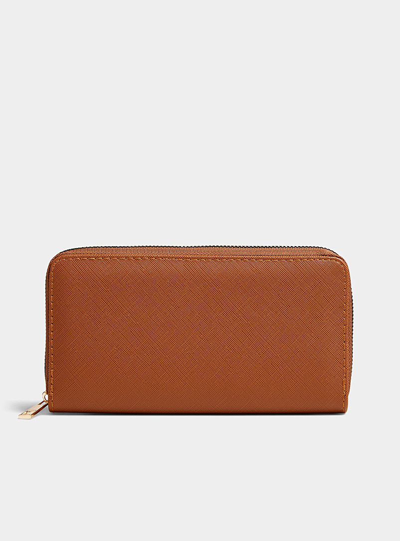 Simons Brown Gold-accent minimalist wallet for women
