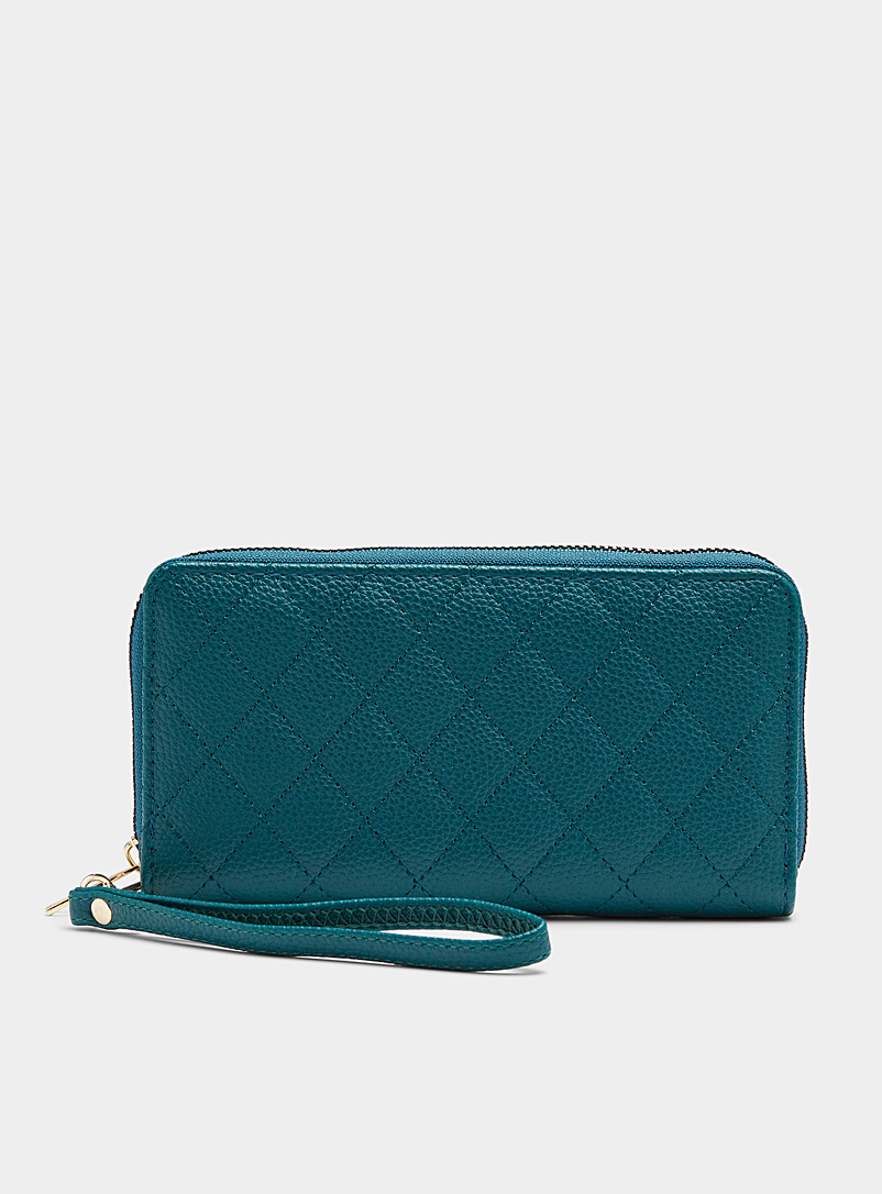 Simons Teal Quilted diamond wallet for women