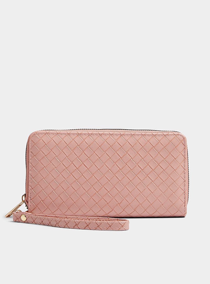 Simons Dusky Pink Basketweave-like wallet for women