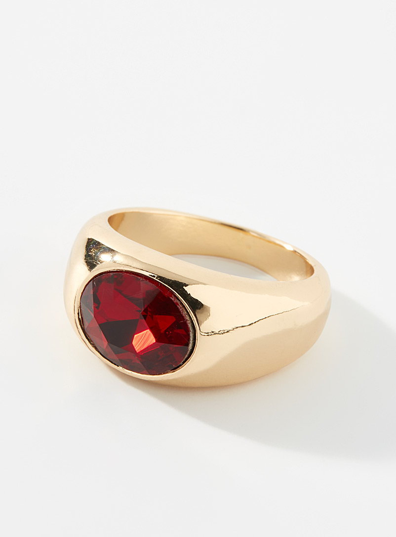 Simons Patterned Red Oval stone ring for women