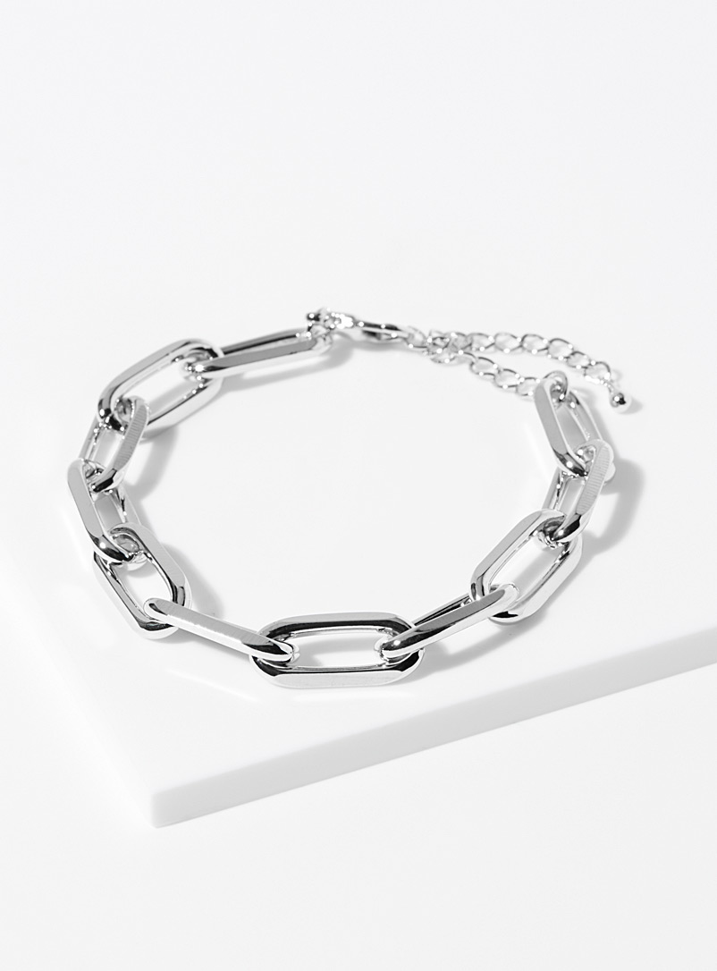 Simons: Le bracelet mailles ovales Argent pour femme