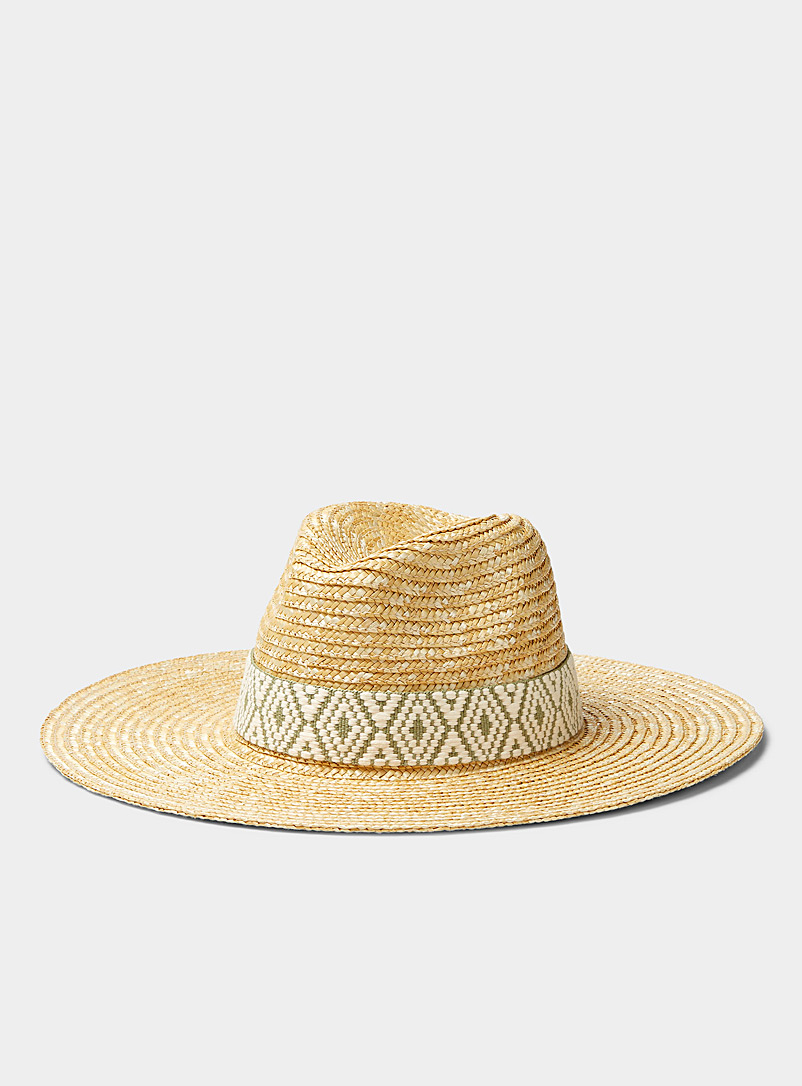 Simons Lime Green Decorative-band straw fedora for women