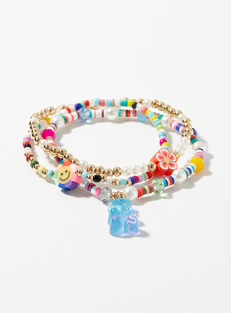 Simons Assorted Playful charm colourful bracelets Set of 3 for women