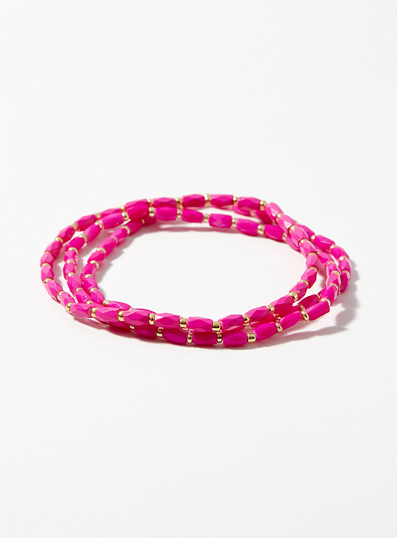 Simons Pink Long bead bracelets Set of 3 for women
