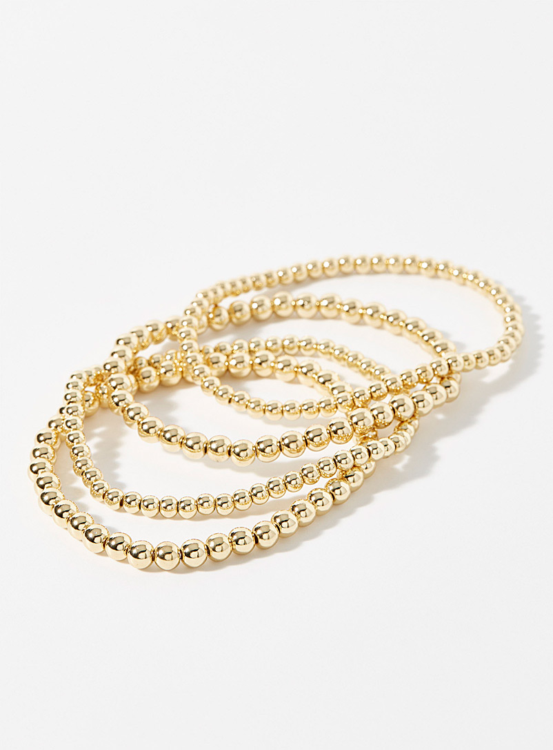 Simons Assorted Golden bead bracelets Set of 4 for women