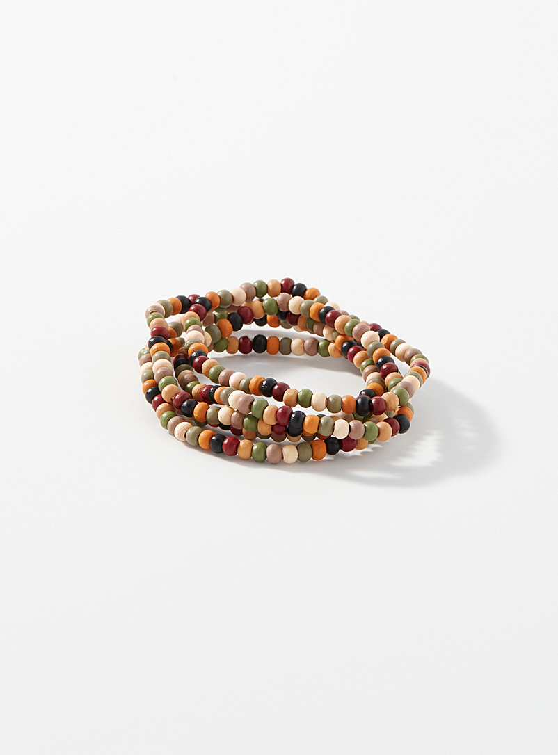 Simons Assorted Small wooden bead bracelets Set of 5 for women