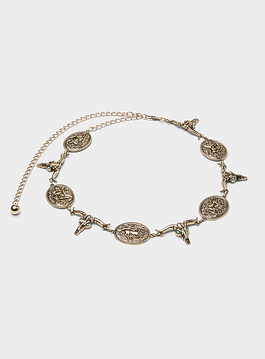 Horse and bull medallion belt