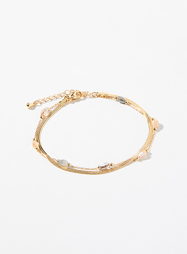 Facetted stone two-row bracelet