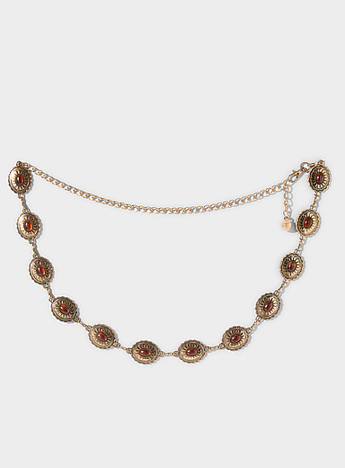 Amber orange stone medallion belt