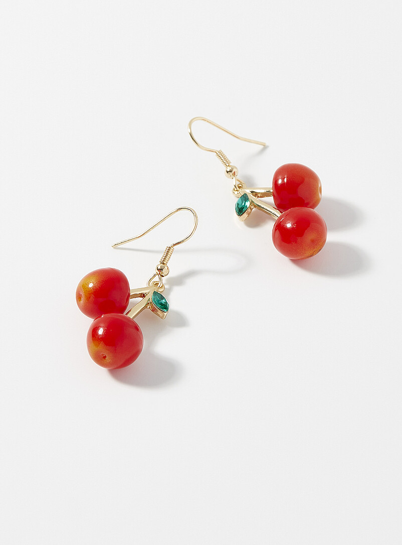 Red cherry earrings product image (primary)