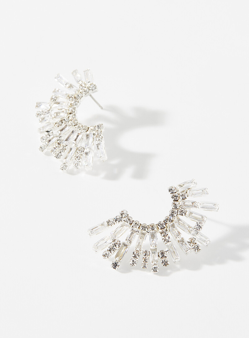 Crystal and stone lobe-contour earrings product image (primary)