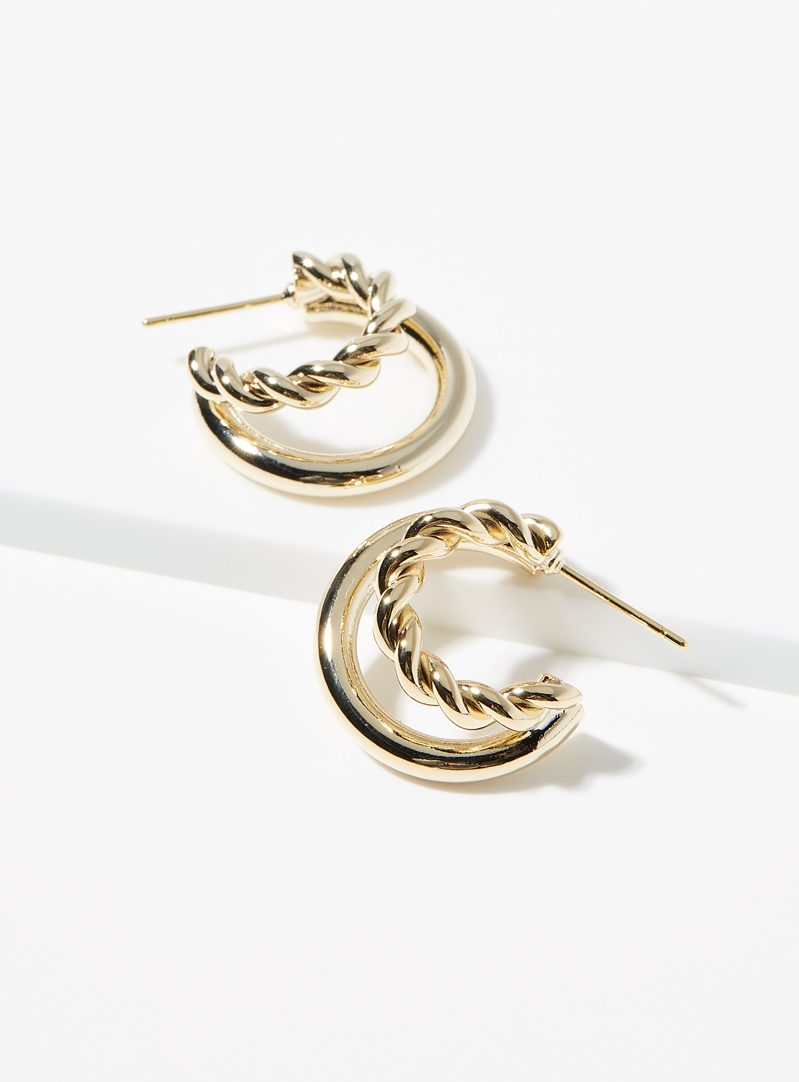 Simons - Women's Twisted double Hoop Earrings