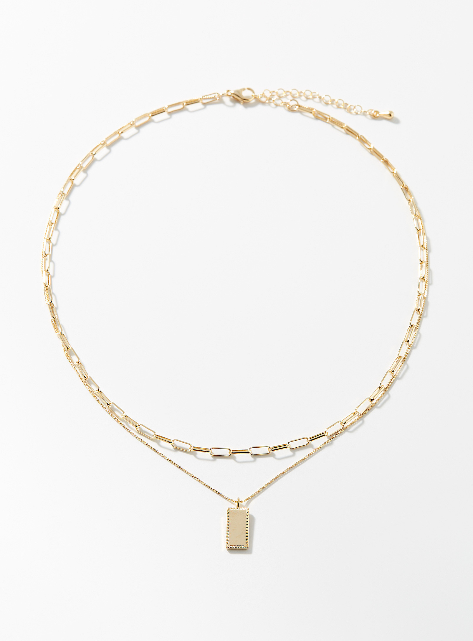 Simons - Women's Rectangular charm double-row necklace