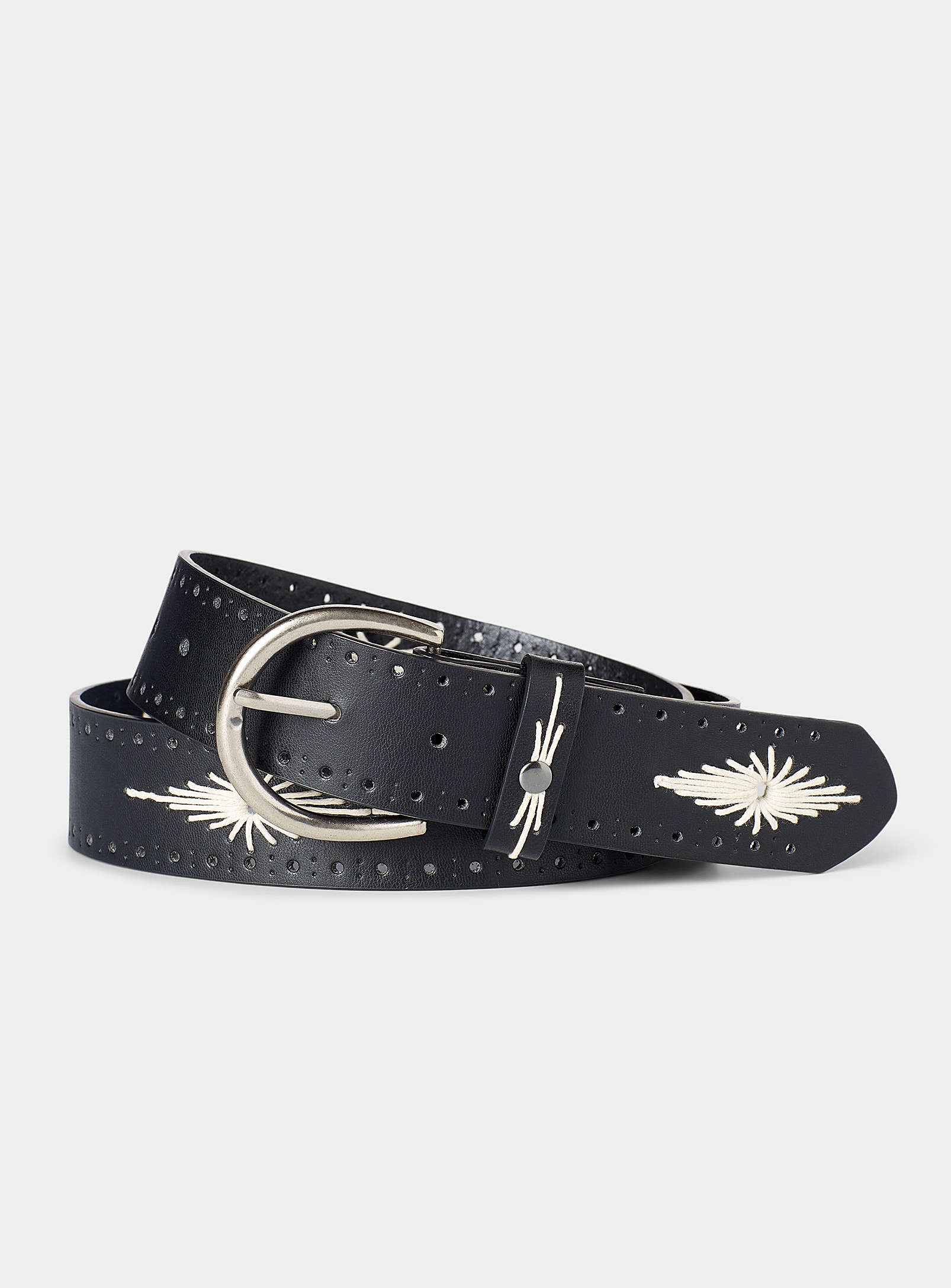 Simons - Women's Embroidered and perforated wide belt