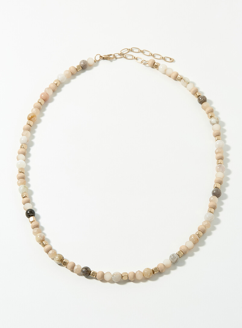 Light-coloured stone necklace product image (primary)