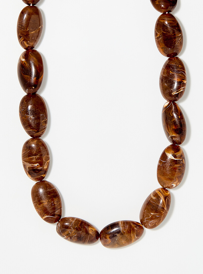 Large brown stone necklace product image (primary)