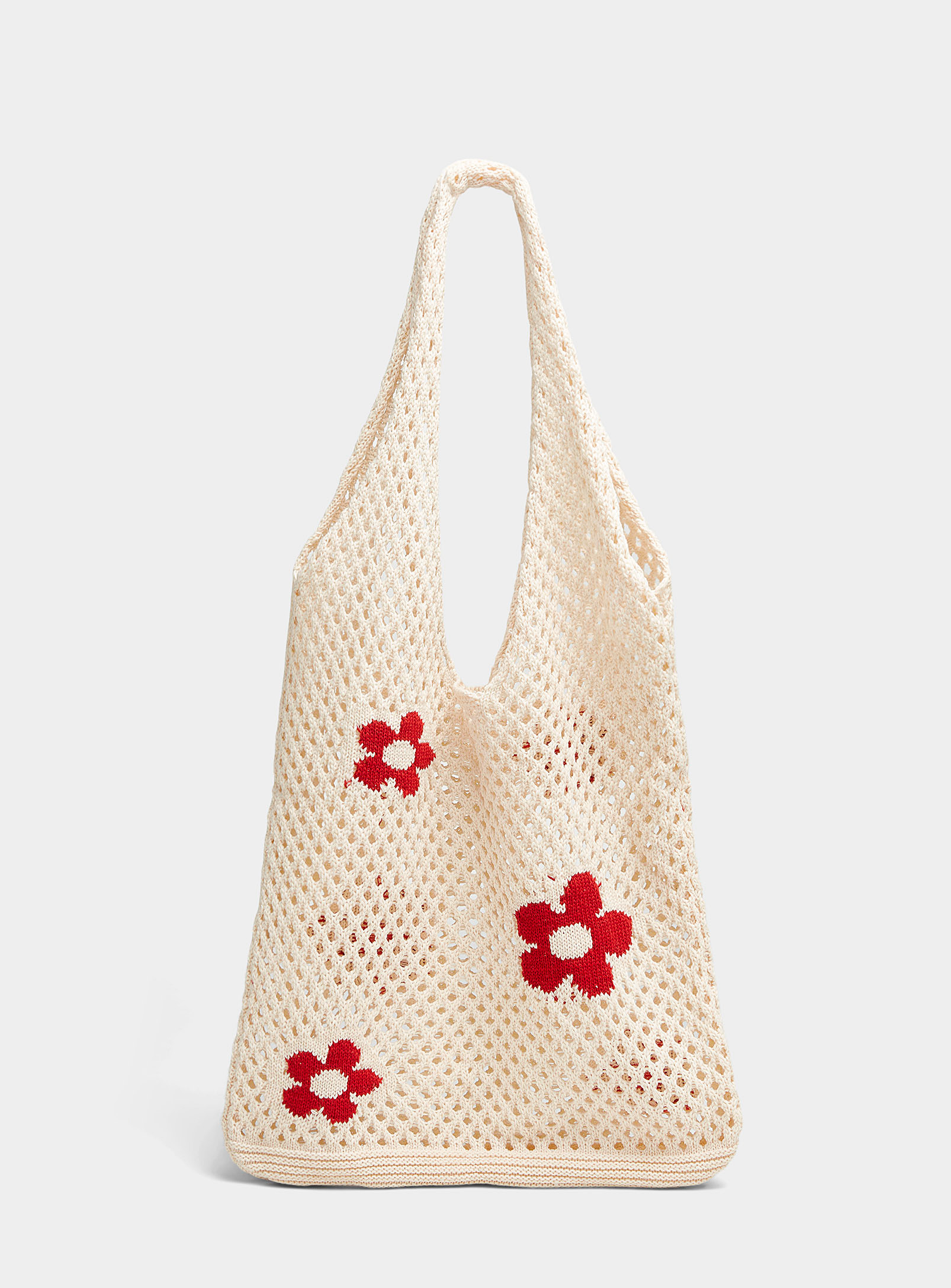 Simons - Women's Red flower crochet Tote Bag
