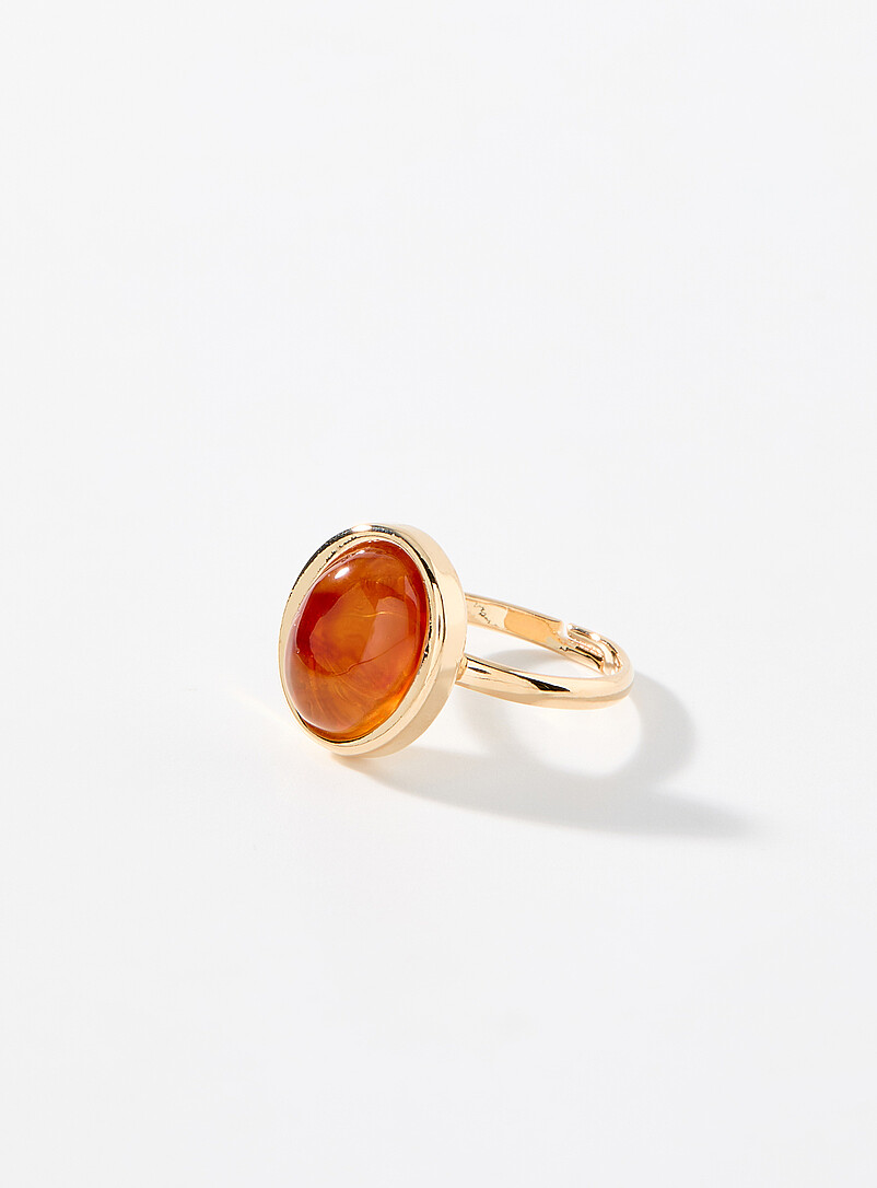 Orange oval stone ring product image (primary)