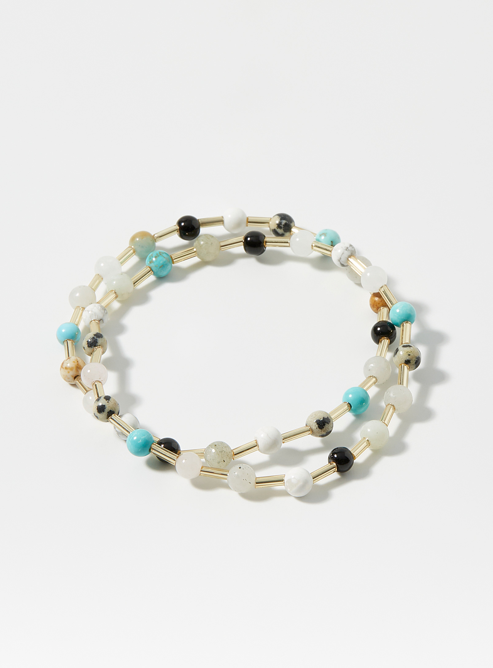 Simons - Women's Tube and bead bracelets Set of 2