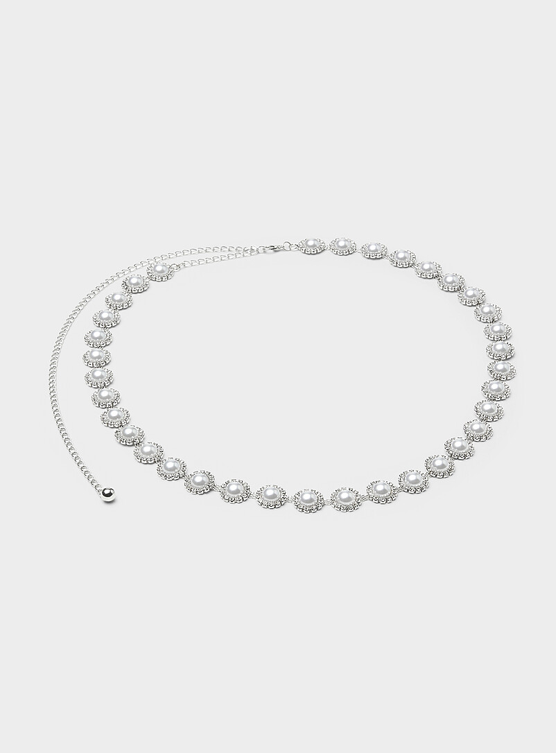Crystal and pearl flower fine chain product image (primary)