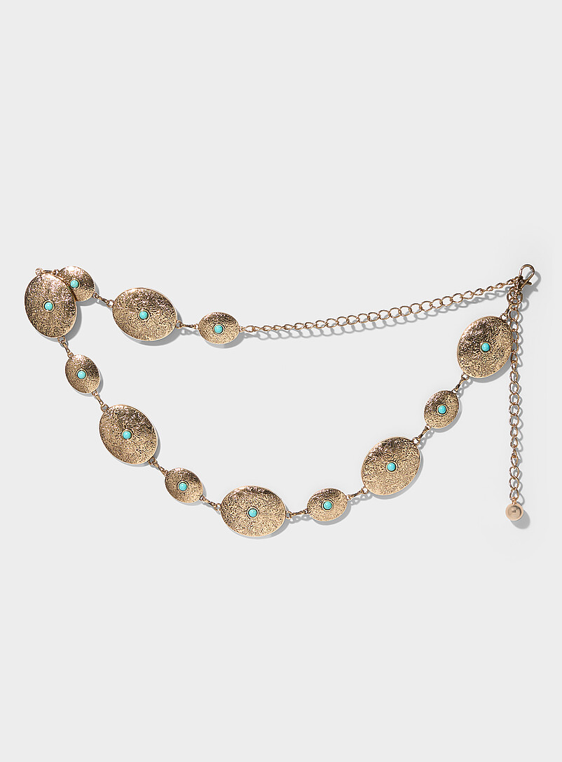 Etched-medallion and turquoise-stone belt product image 2