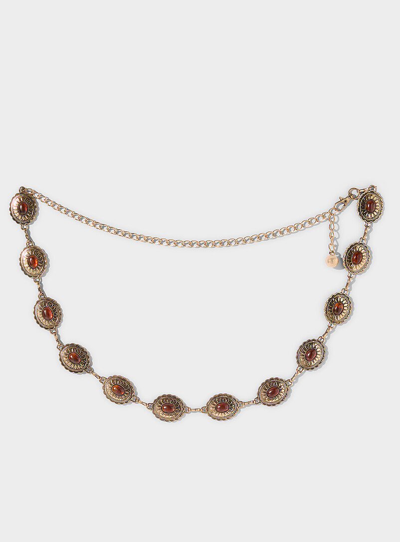 Amber Orange Stone Medallion Belt