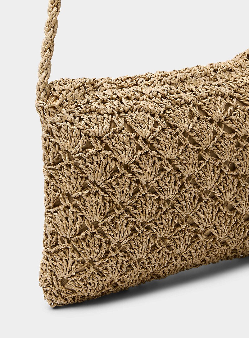 Openwork pattern straw rectangular crossbody bag product image 2