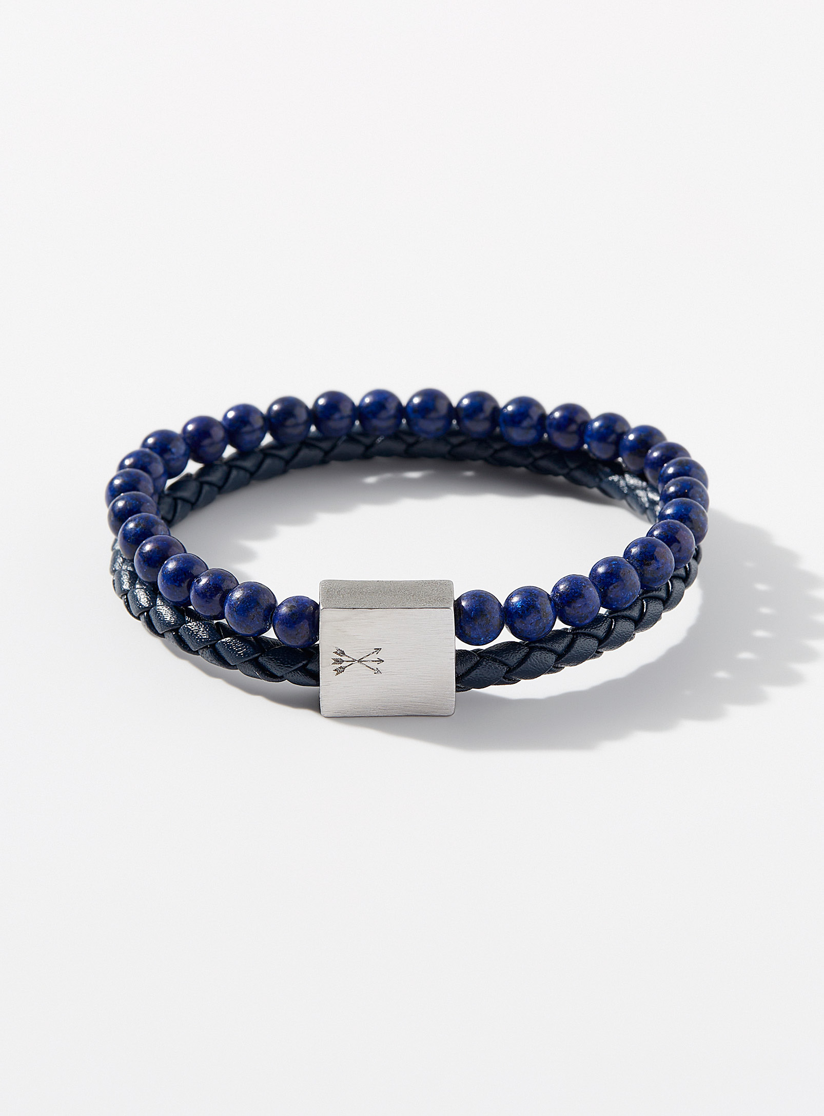 Le 31 - Men's Leather and blue bead bracelet