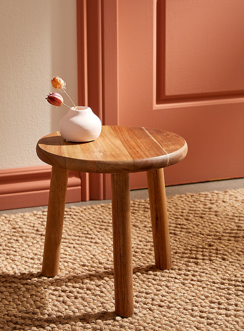 Acacia wood decorative stool product image (primary)