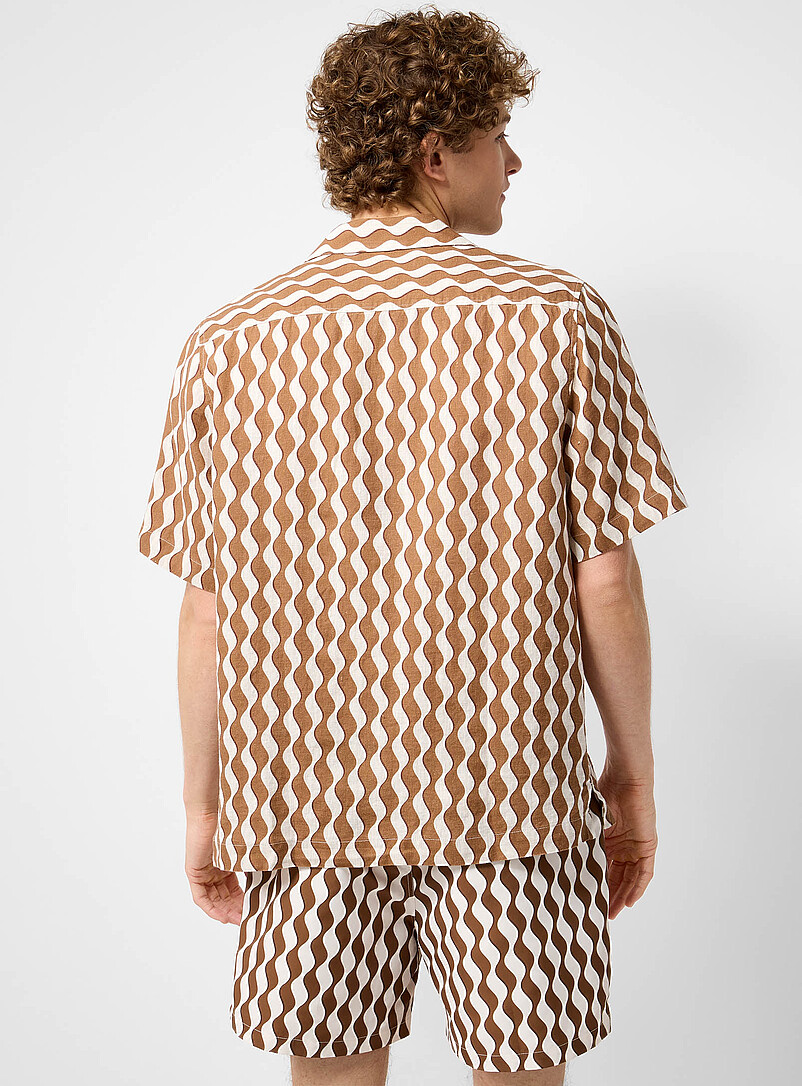 Roberto wave pattern linen camp shirt product image 3
