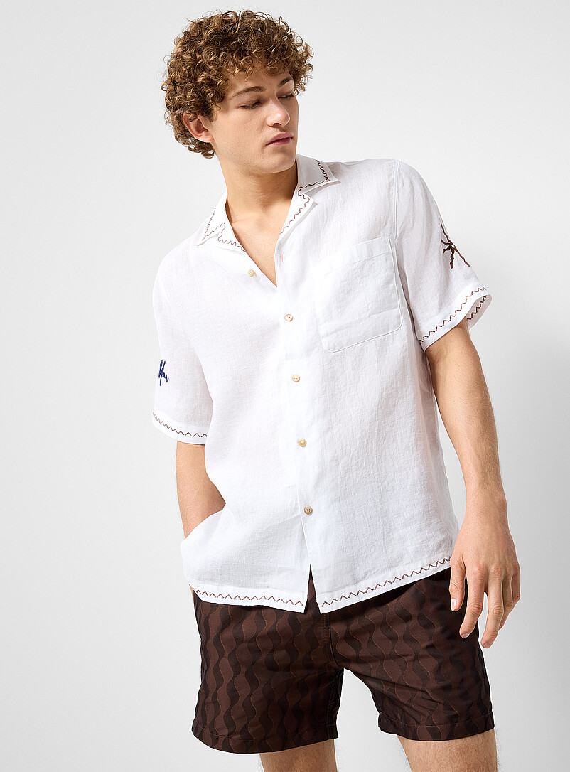 Alves Embroidered Linen Camp Shirt