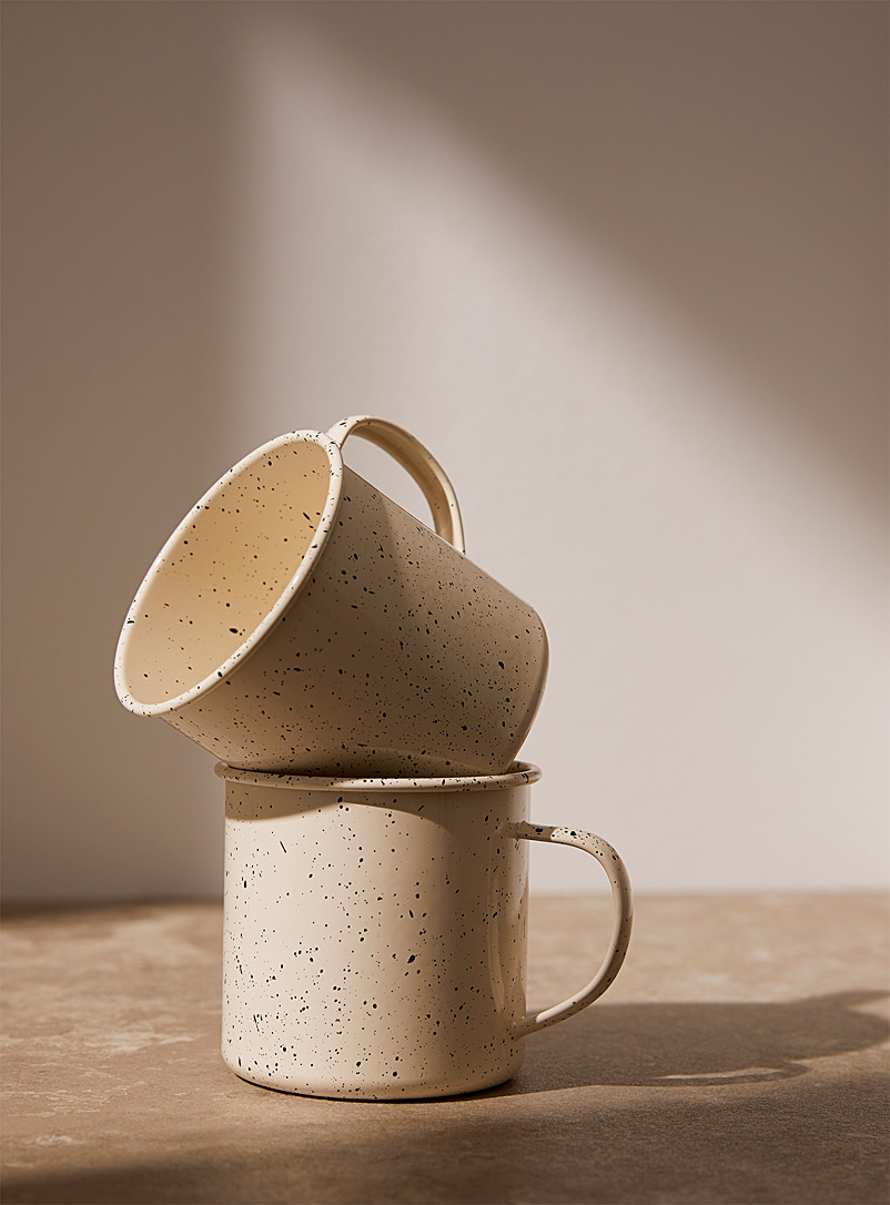 Simons Maison Ivory White Flecked mugs Set of 2
