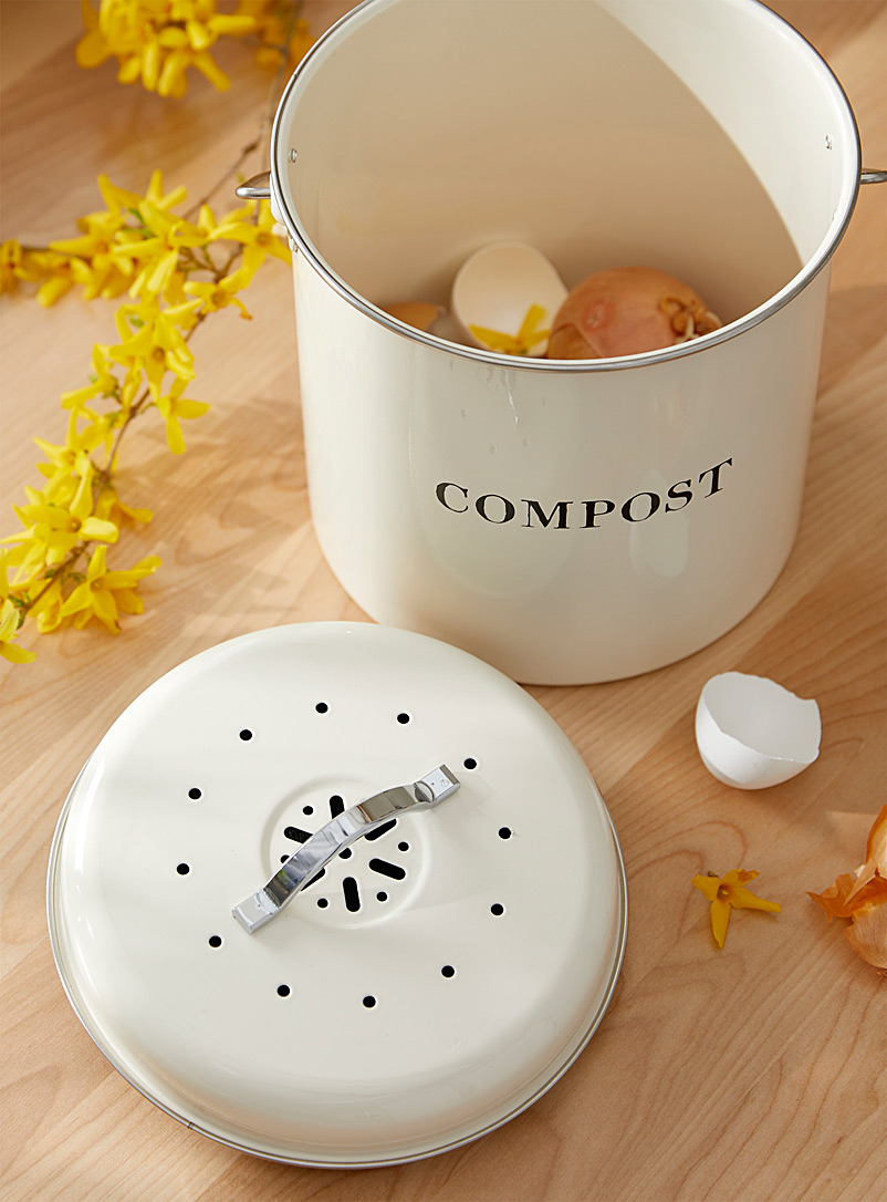 Enamelled metal compost bin with anse product image 2