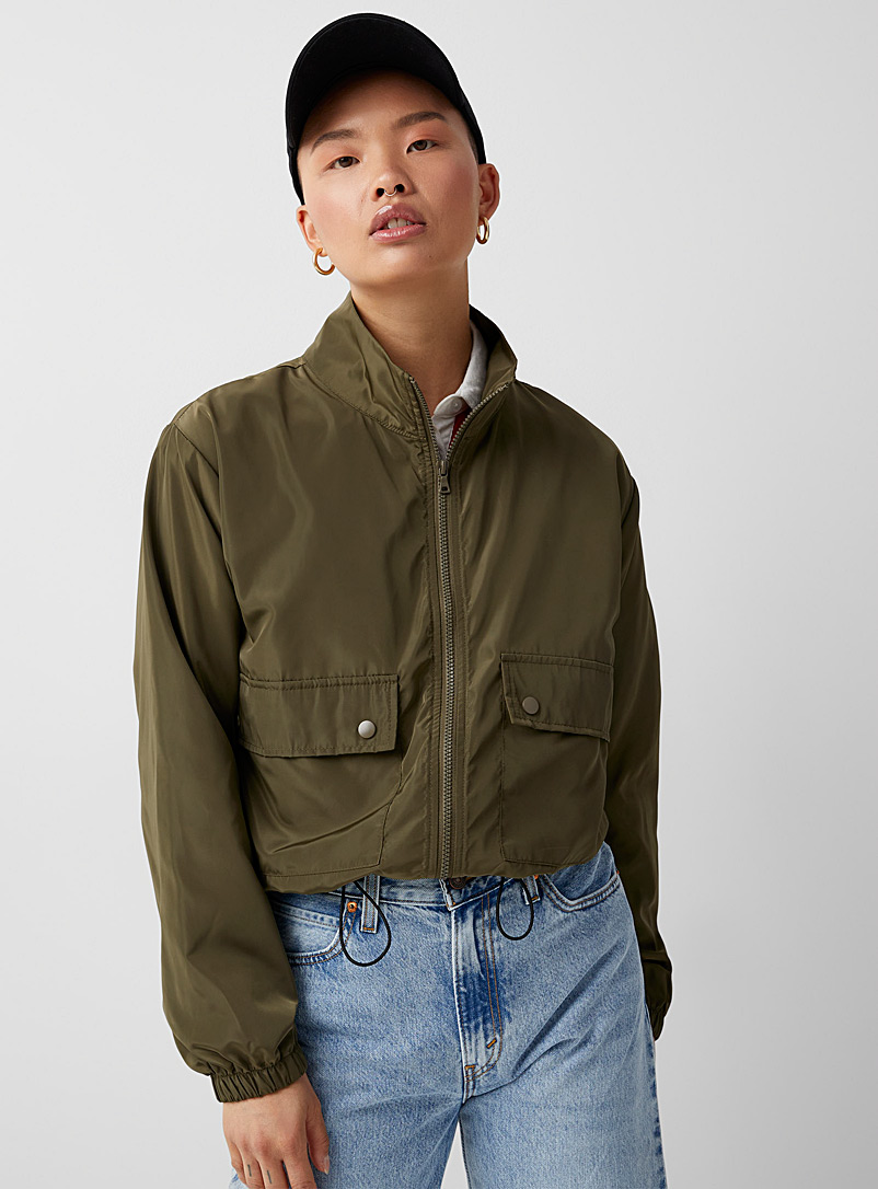 Noisy May Mossy Green Patch pockets satiny jacket for women