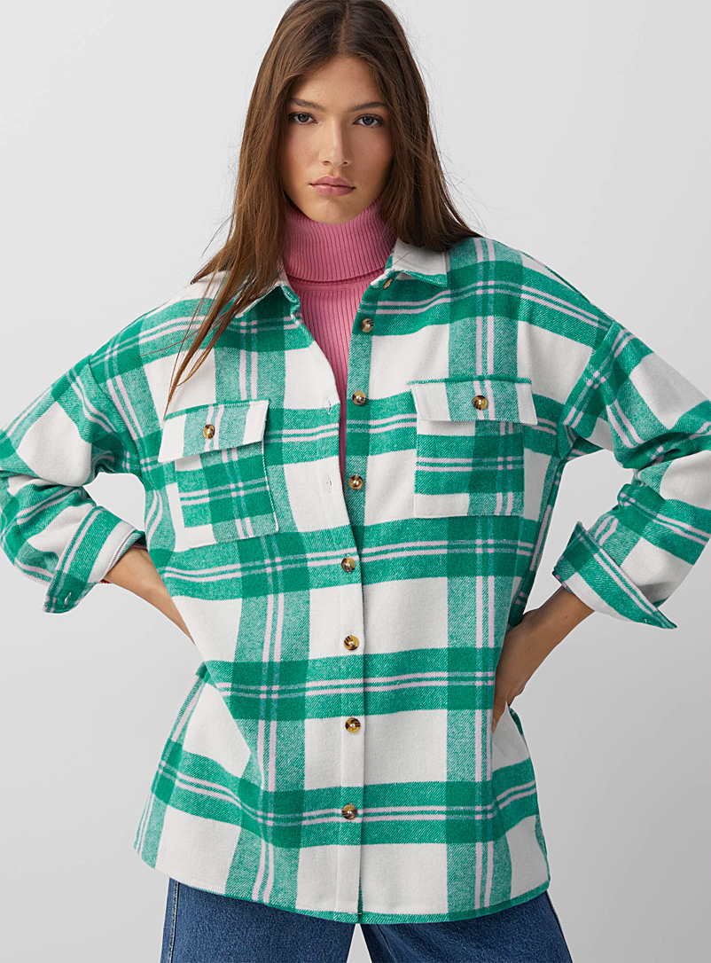 Noisy May Patterned Green Recycled polyester overshirt for women