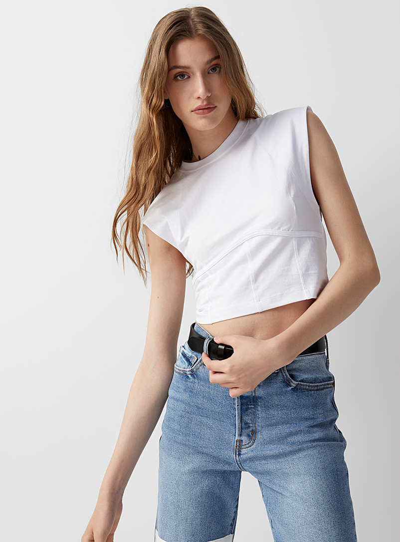 Noisy May: Le t-shirt effet bustier Blanc pour femme