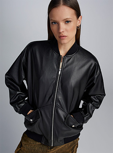 Faux-leather loose bomber jacket | Noisy May | Women's Bomber Jackets ...