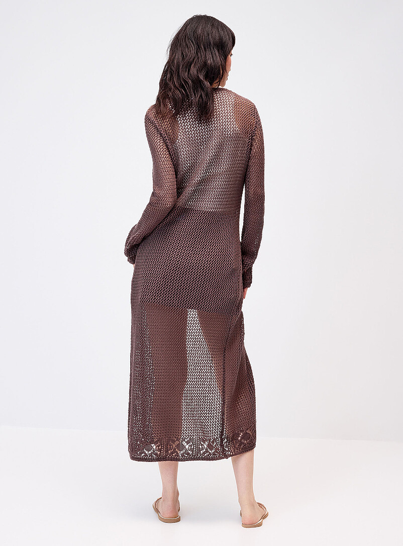 Openwork tie-front long cardigan product image 3